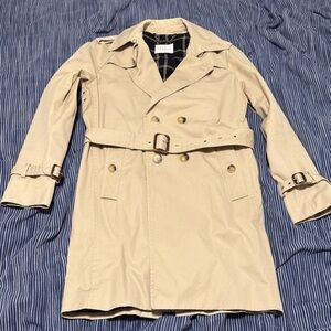 Vintage Sandro Light Beige Double-Breasted Trench Coat with Belt